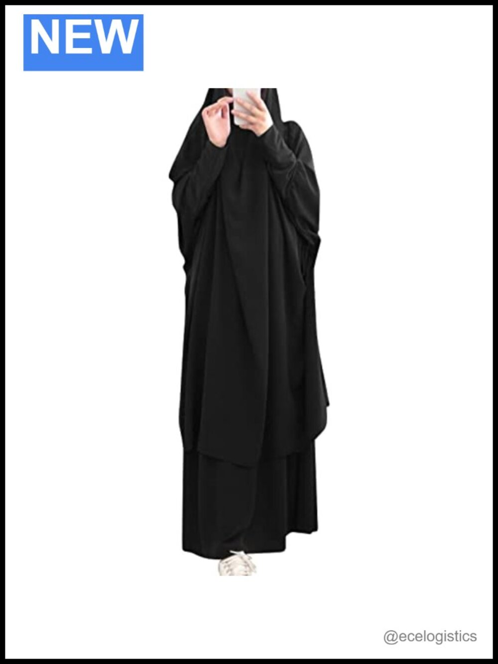 Women's Two Piece Prayer Abaya Set with Khimar Hijab Maxi Skirt - Polyester